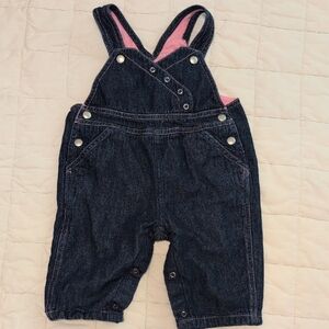OshKosh B'gosh Dark Blue Overalls with Pink Lining